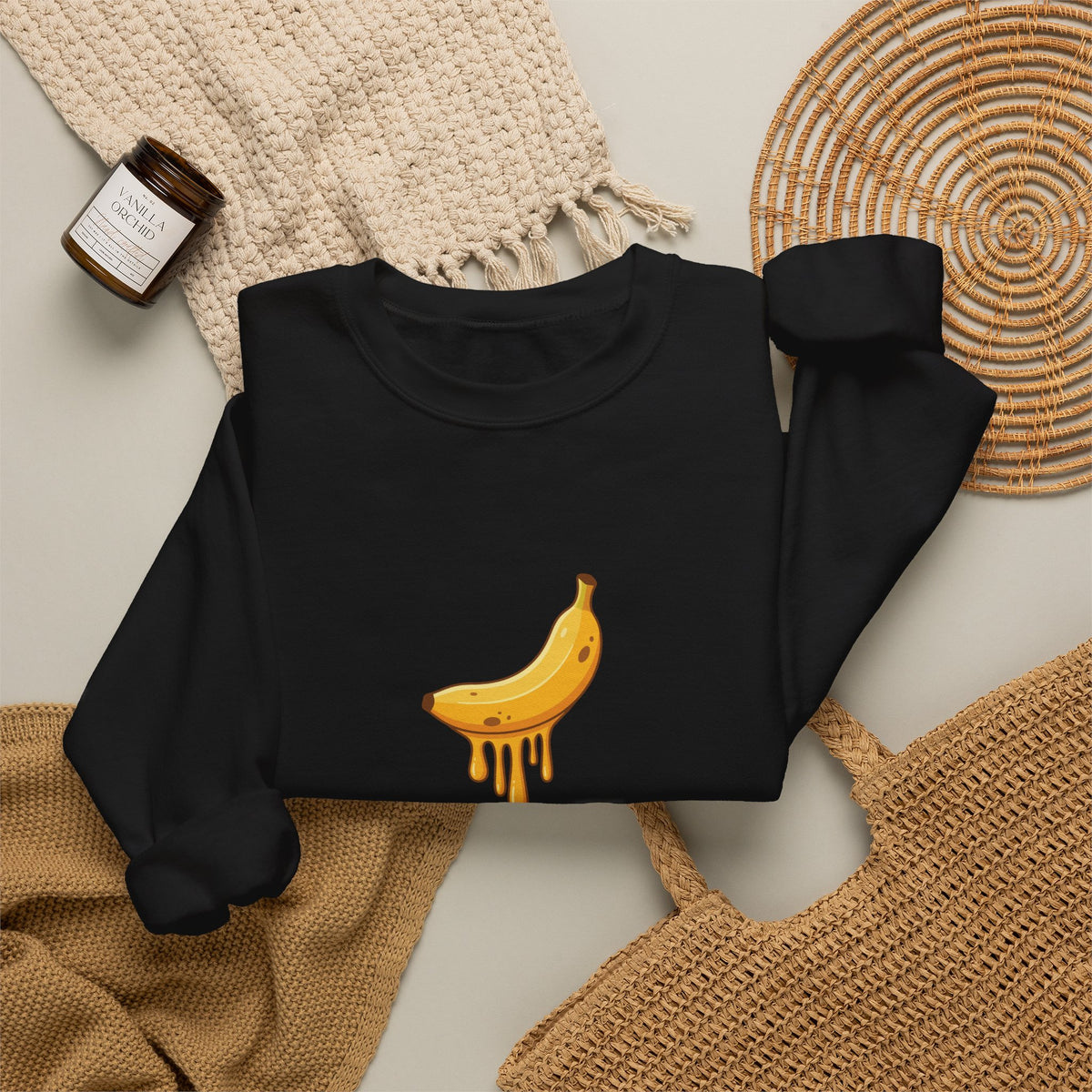 Playful Melting Banana Crewneck Sweatshirt