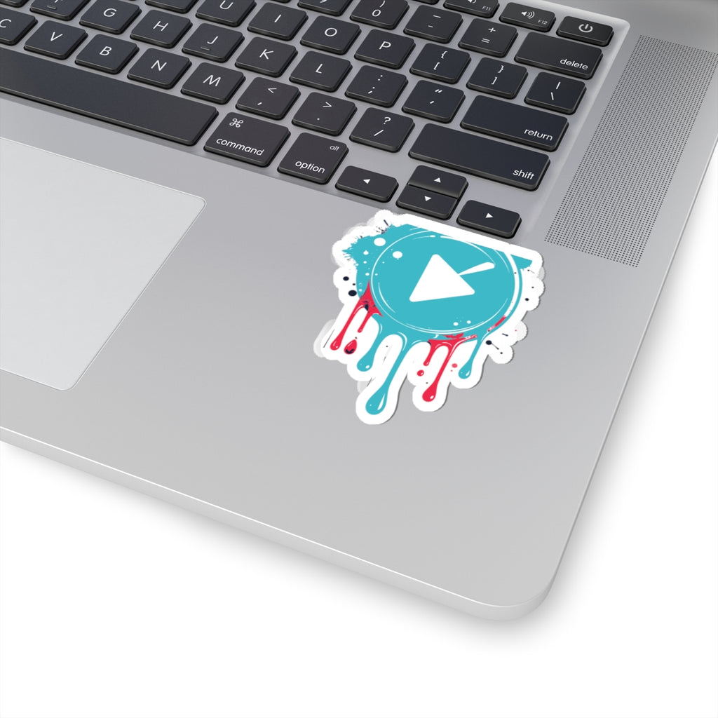 Colorful Dripping Play Button Kiss-Cut Sticker