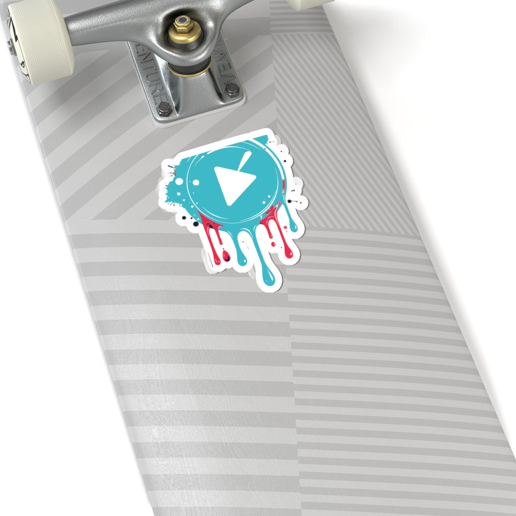 Colorful Dripping Play Button Kiss-Cut Sticker
