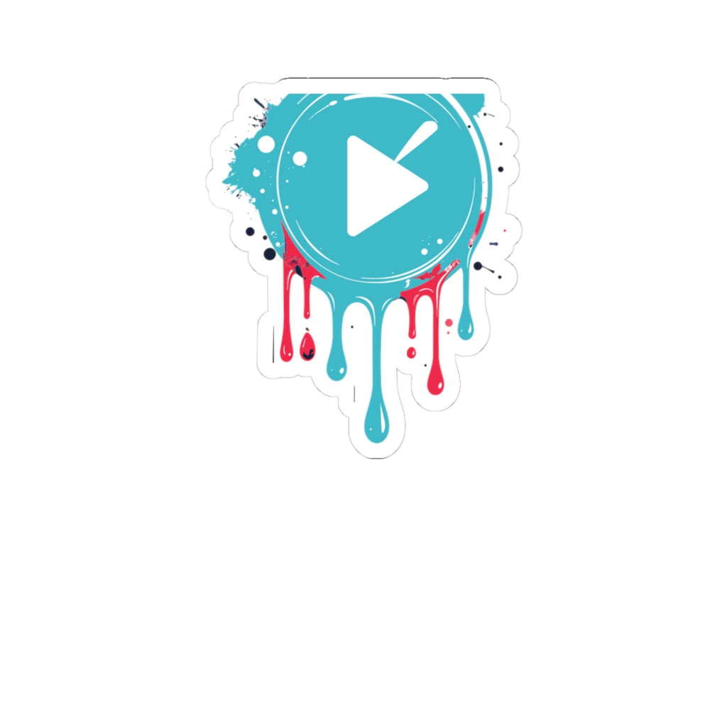 Colorful Dripping Play Button Kiss-Cut Sticker
