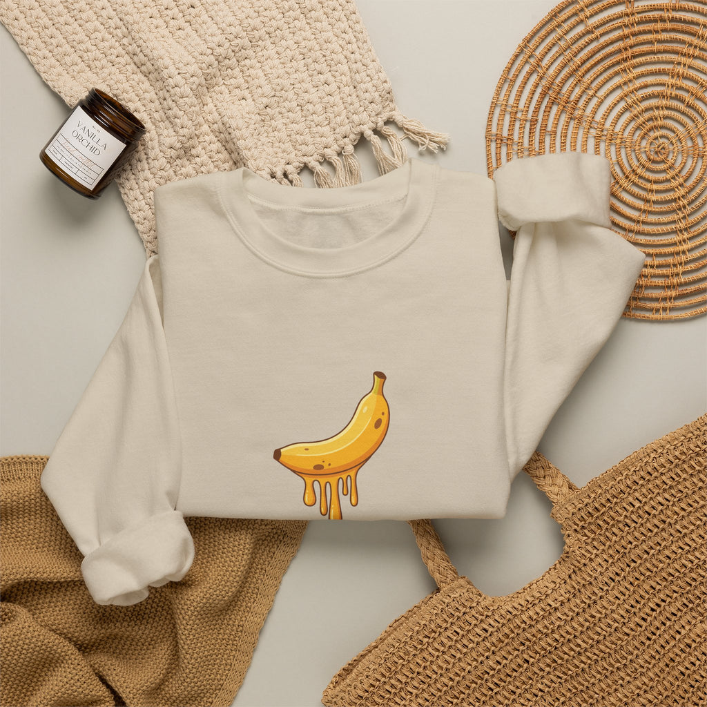 Playful Melting Banana Crewneck Sweatshirt
