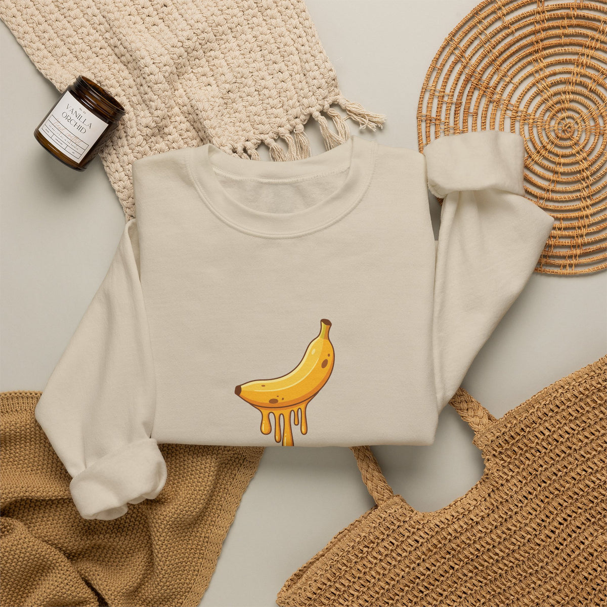 Playful Melting Banana Crewneck Sweatshirt