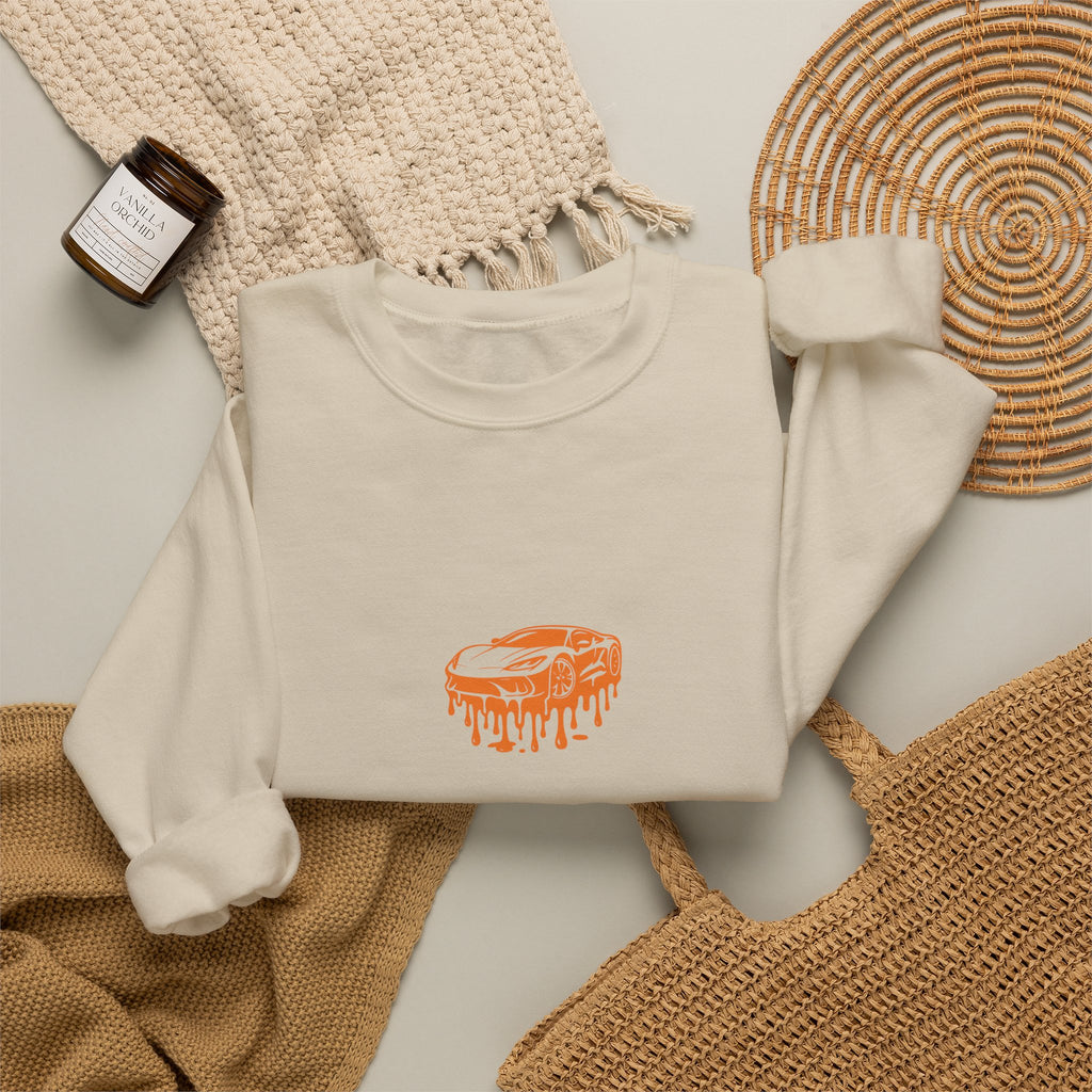 Retro Orange Dripping Mushroom Crewneck Sweatshirt