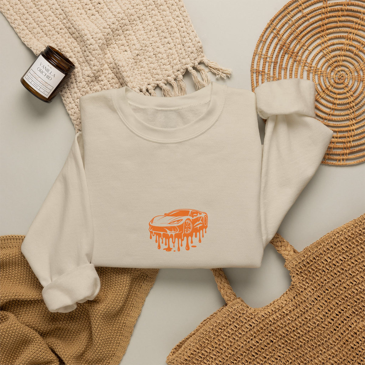 Retro Orange Dripping Mushroom Crewneck Sweatshirt