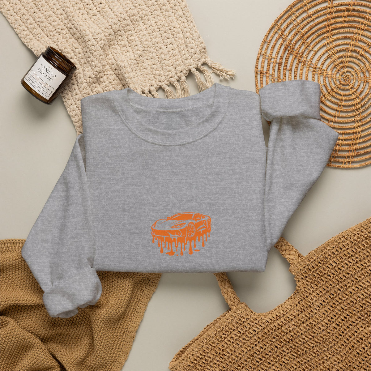 Retro Orange Dripping Mushroom Crewneck Sweatshirt