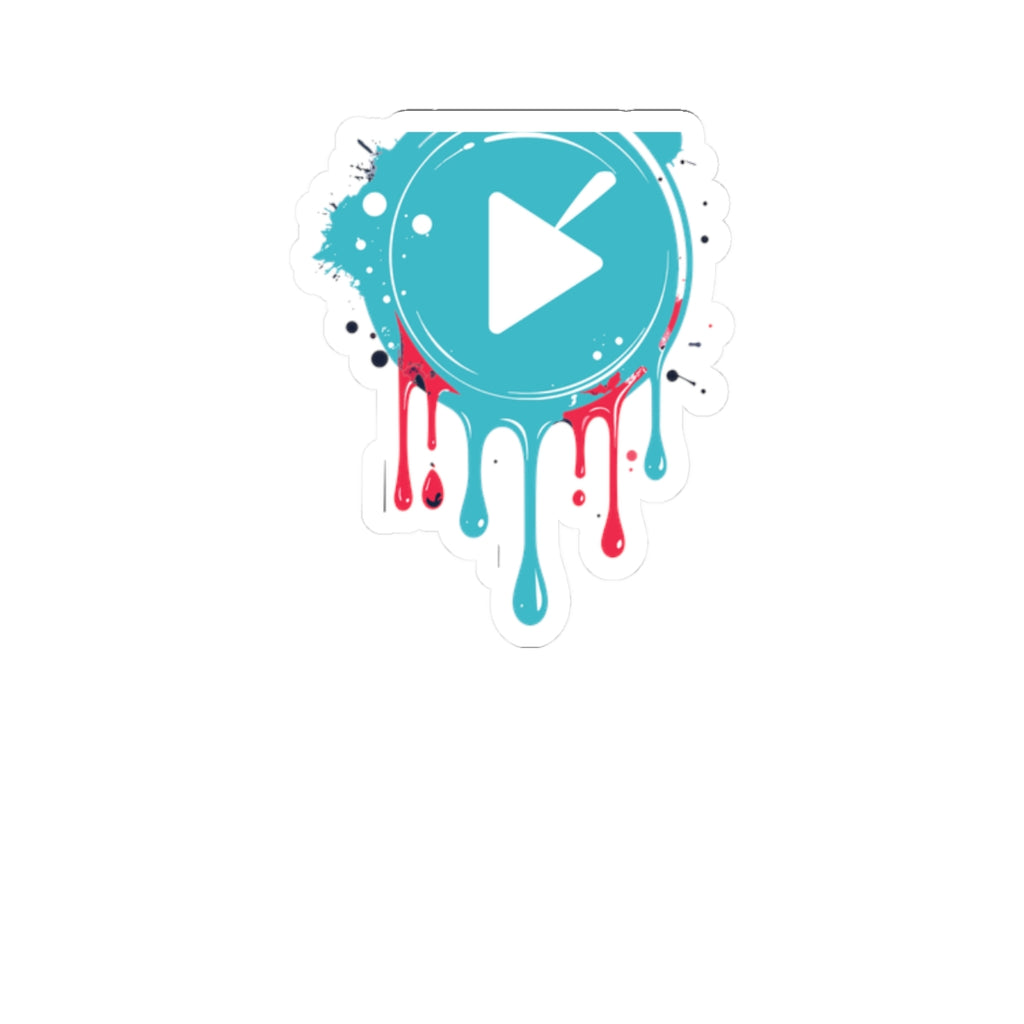 Colorful Dripping Play Button Kiss-Cut Sticker