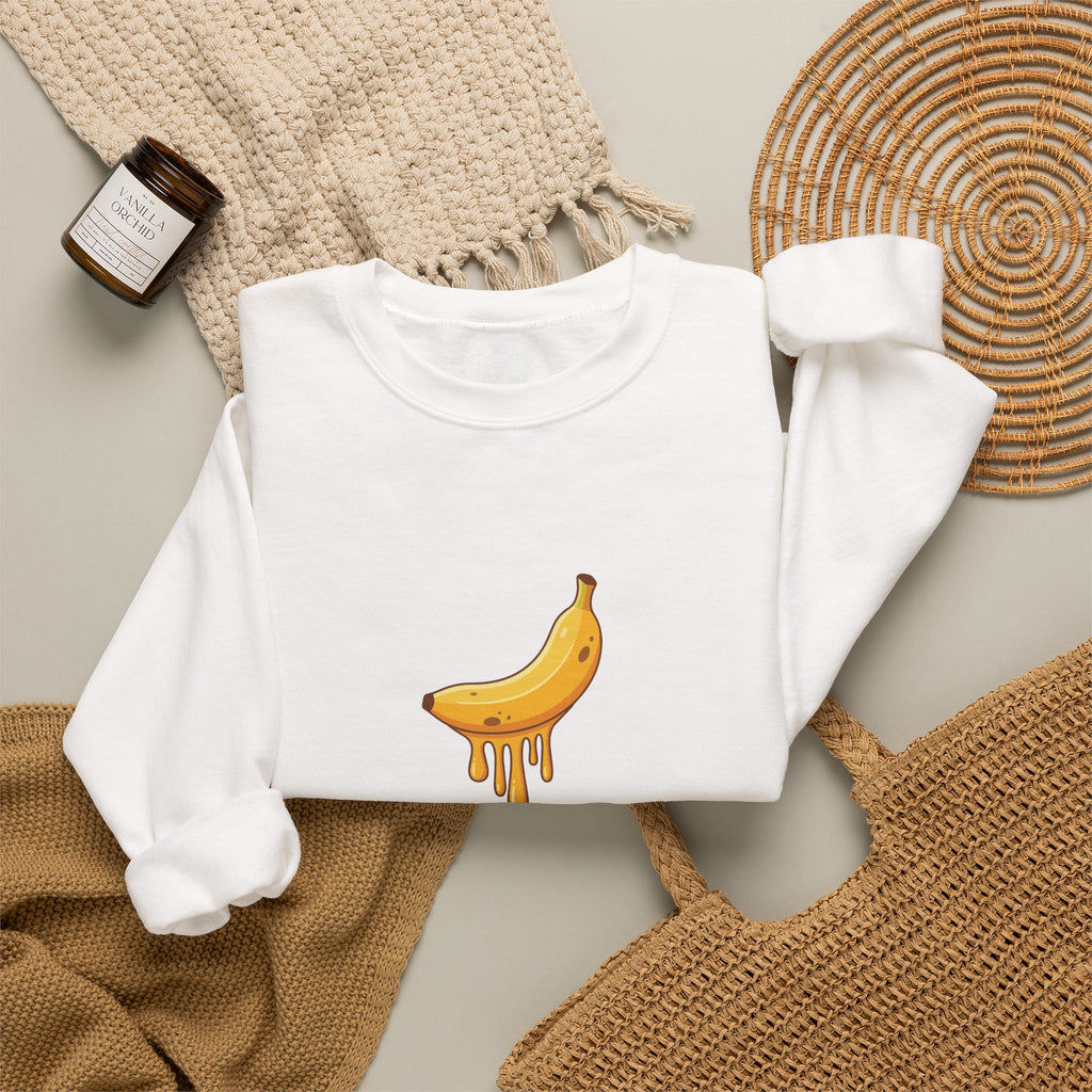 Playful Melting Banana Crewneck Sweatshirt