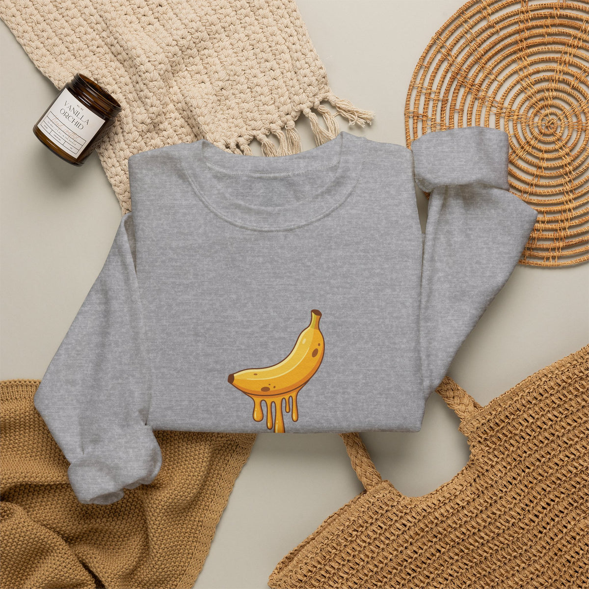 Playful Melting Banana Crewneck Sweatshirt