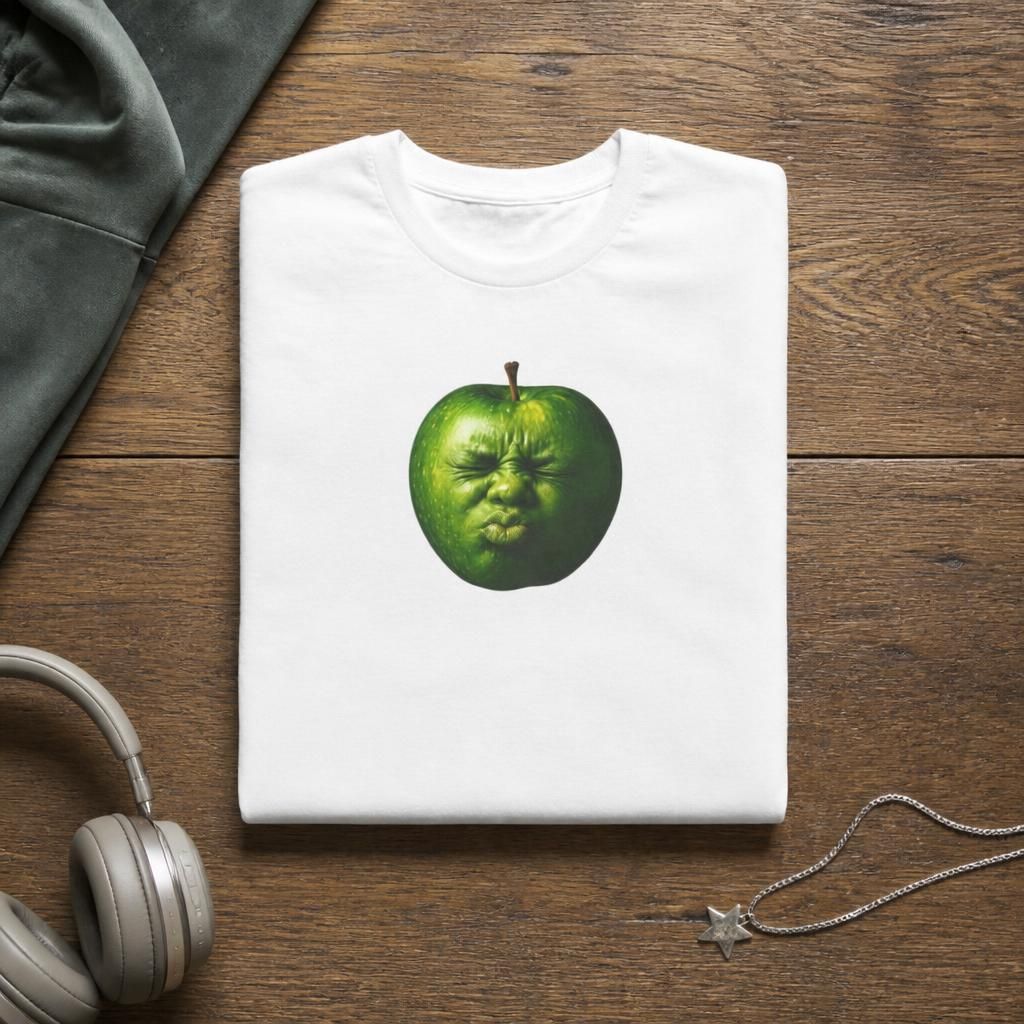 Green Apple Face - Brainrot Memes T-Shirt