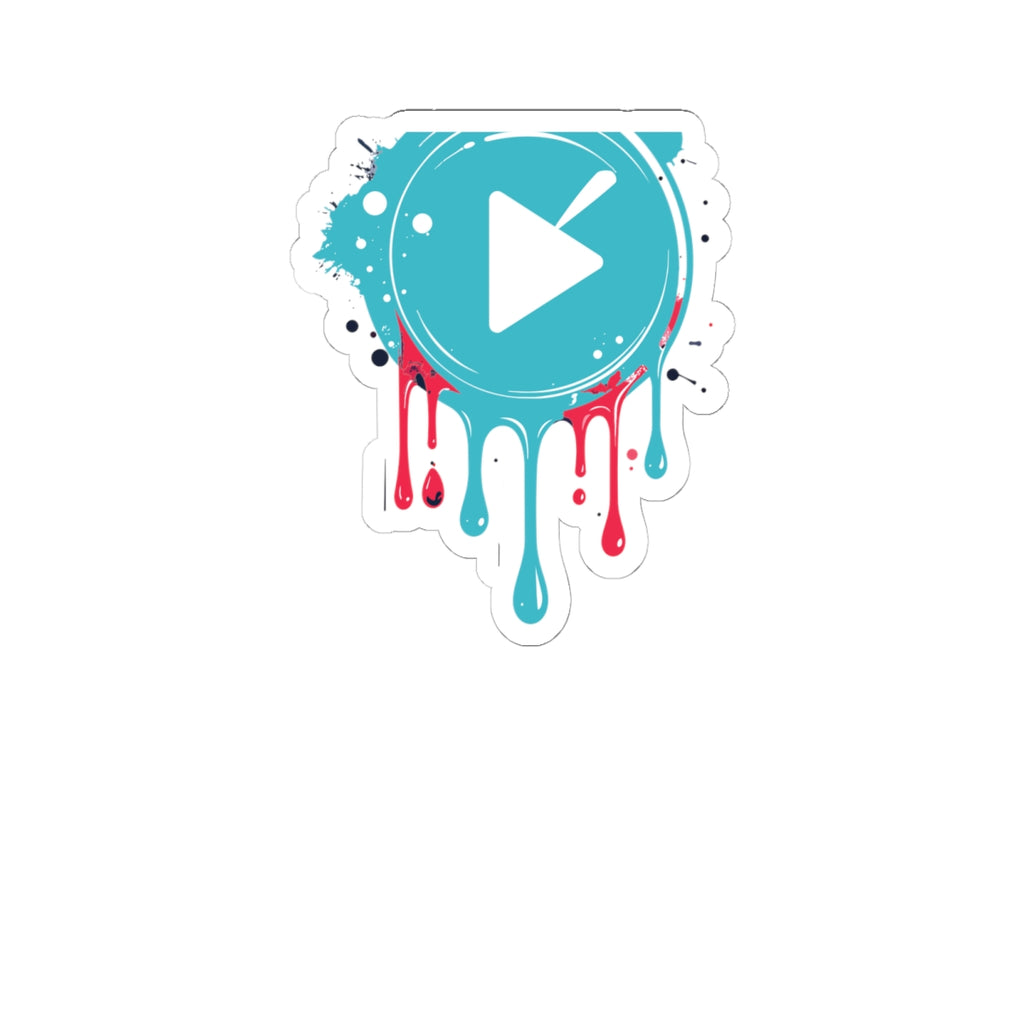Colorful Dripping Play Button Kiss-Cut Sticker