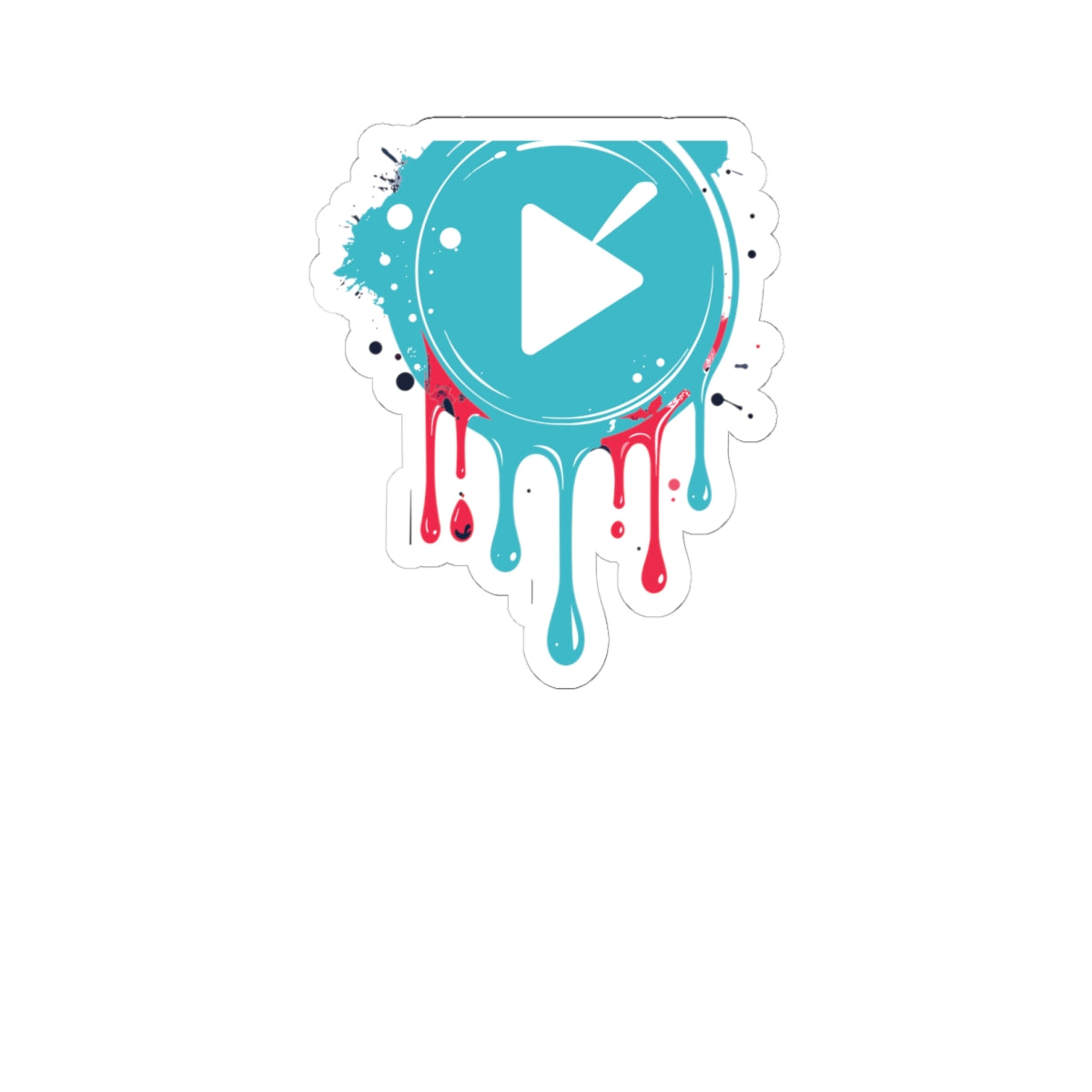 Colorful Dripping Play Button Kiss-Cut Sticker