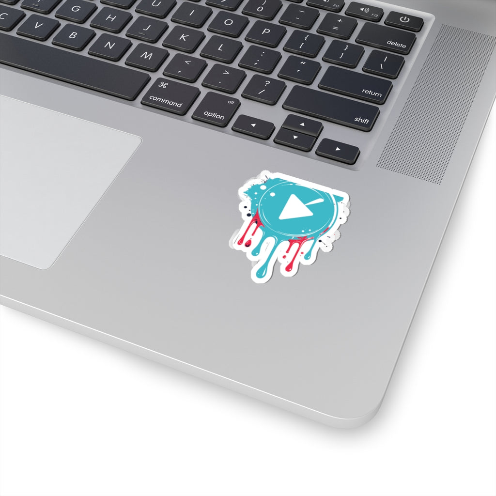 Colorful Dripping Play Button Kiss-Cut Sticker