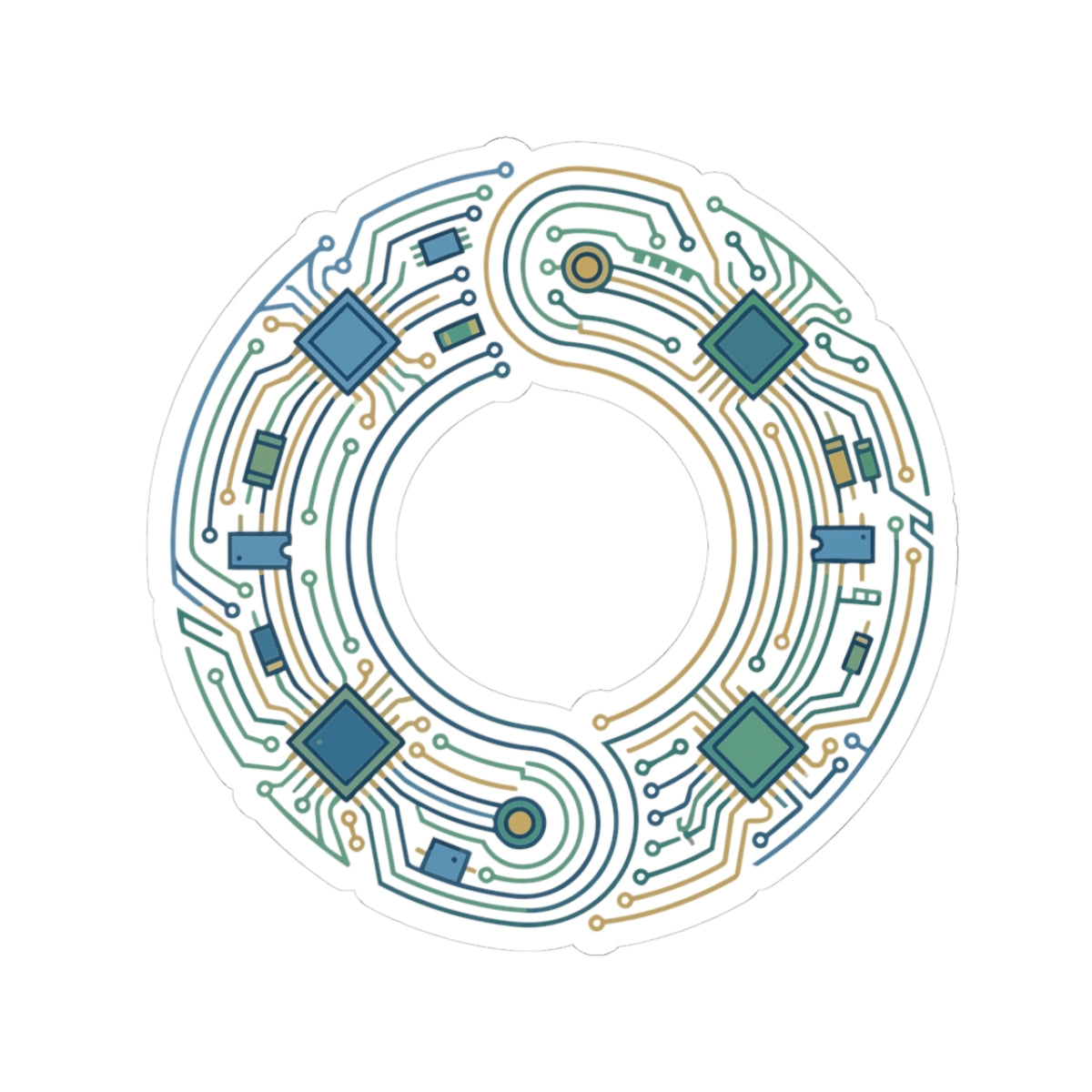 Tech Circuit Ring Kiss-Cut Sticker