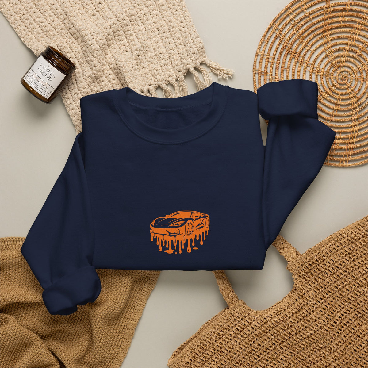 Retro Orange Dripping Mushroom Crewneck Sweatshirt